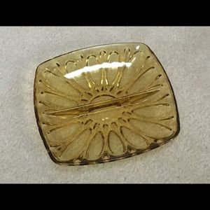 1970’s Gold Daisy-Pattern Divided Glass Dish